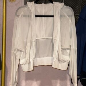 Athleta Sheer White Hooded Jacket